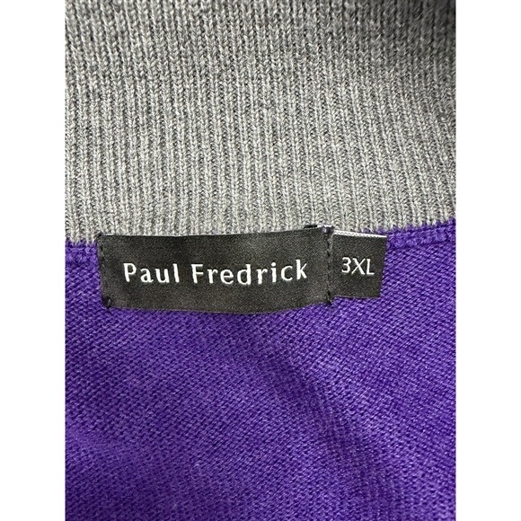 Paul Frederick 1/4 Zip Sweater Pullover Supima Cotton Purple Mens 3XL Minimalist - Picture 5 of 10